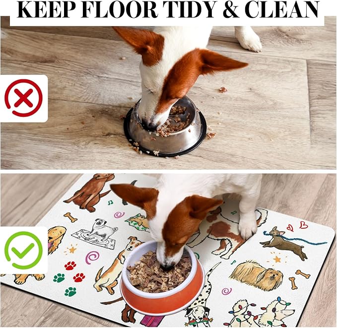 Absorbent Pet Mats for Food & Water, Quick Dry Non-Slip Cat & Dog Accessories