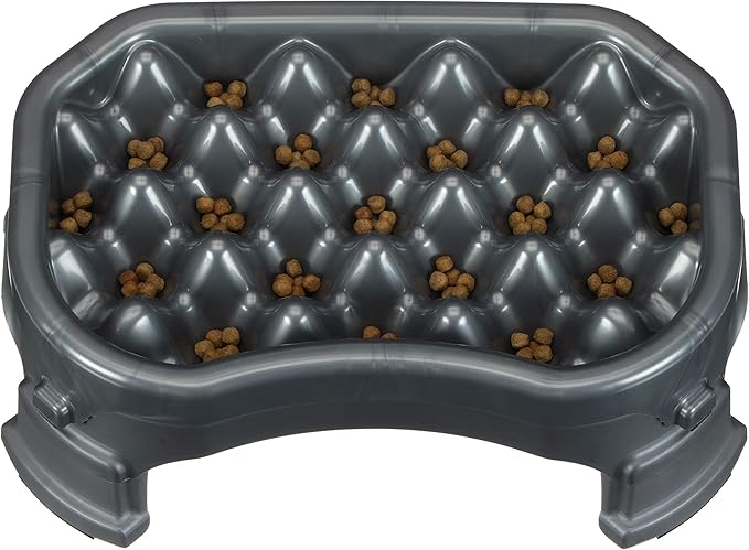 Neater Pet Brands – Neater Raised Slow Feeder Dog Bowl – Elevated and Adjustable Food Height - (2.5 Cup, Gunmetal)