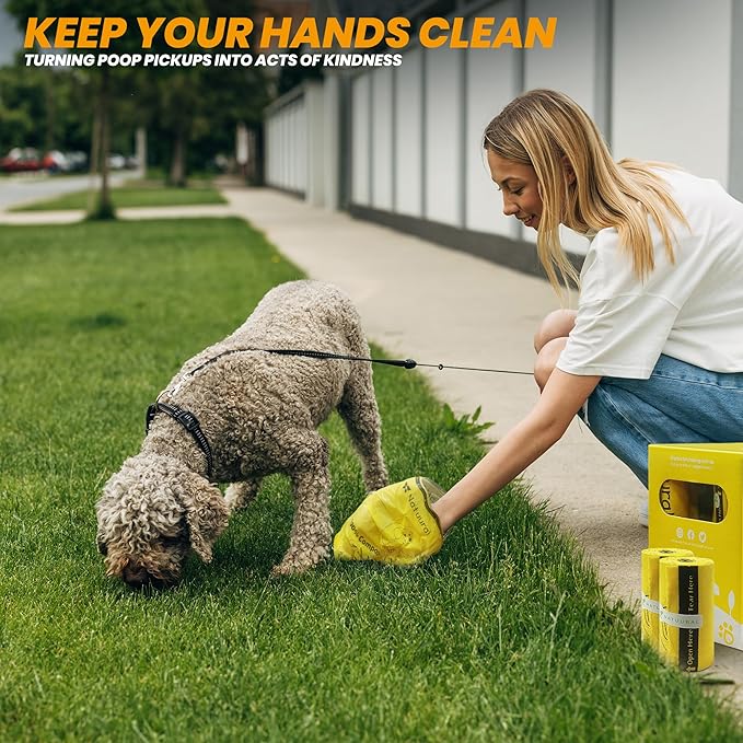 Certified Compostable Dog Poop Bags-270 Bags 18Rolls, Poop Bags for Dogs Made of Cornstarch - ASTM D6400 By USA, Leakproof Easy Open, Unscented Dog Waste Bags (Yellow)