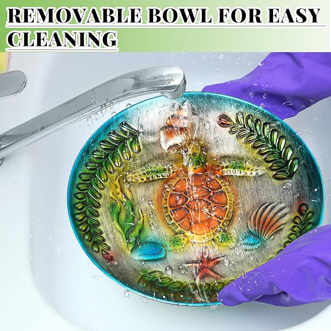 Metal Bird Bath for Outside, Detachable Birdbath & Birdfeeder with Base Stake, Vintage Bird Baths Feeder Bowl for Outdoors Garden Yard Lawn Decor (Vintage Silver)