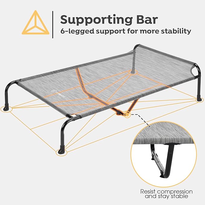 Veehoo Original Elevated Dog Cot - Raised Headboard Cooling Pet Bed, Large Dogs, Non-Slip & Breathable, XXL, CWC2417A