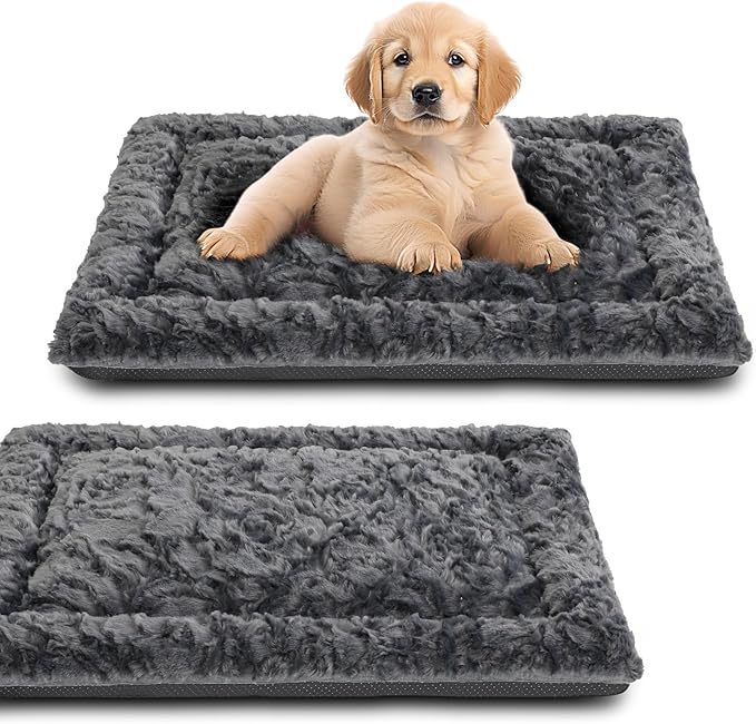 2 Pack Dog Bed for Large Medium Small Dogs,Reversible Rectangle Dog Bed,Washable Orthopedic Durable Sofa Bed for Pet Sleeping Puppy Cat-S-Grey