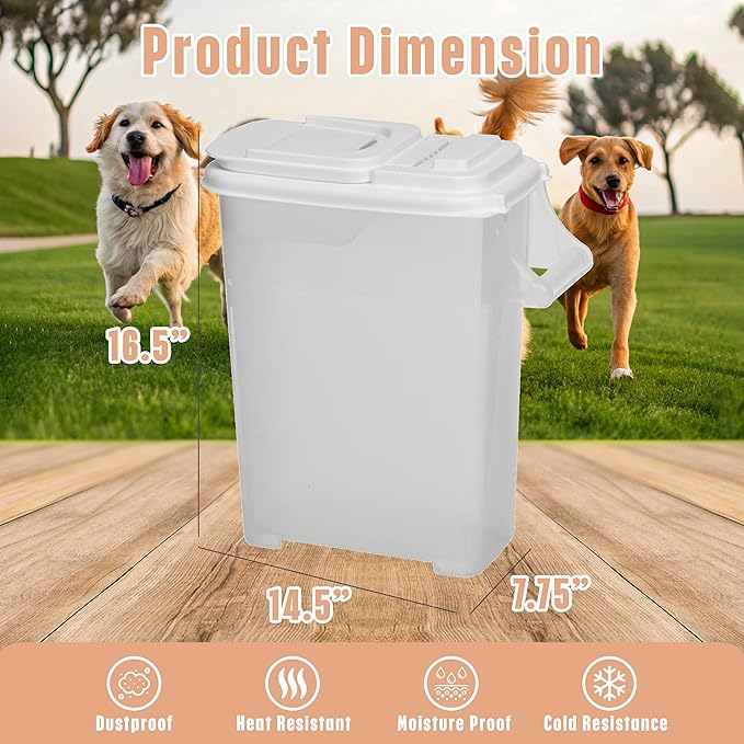Buddeez Pet Food Storage Dispensers - Dog Food Storage Containers, Cat Food Containers, Bird Seed Containers w/Handle and Flip Lid, 8 Gallon(2 pack)
