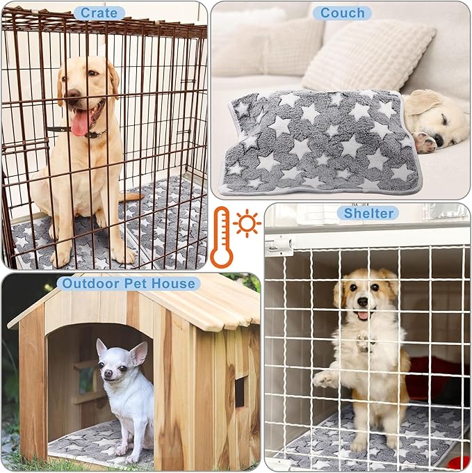 2 Pcs Large Self Warming Cat Pad Self Heating Cat Mat Bed Dog Crate Pet Blankets Thermal Heated Bed Mat for Outdoor Indoor Newborn Kittens Puppies Dog(Large Star,41 x 29)