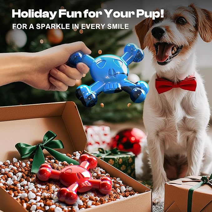 Dog Chew Toys for Aggressive Chewers – Indestructible Nylon Bone for Puppy Teething,Tough Chew Toy for Small Dogs, Bacon Flavor and Outdoor Fun, Skull Design