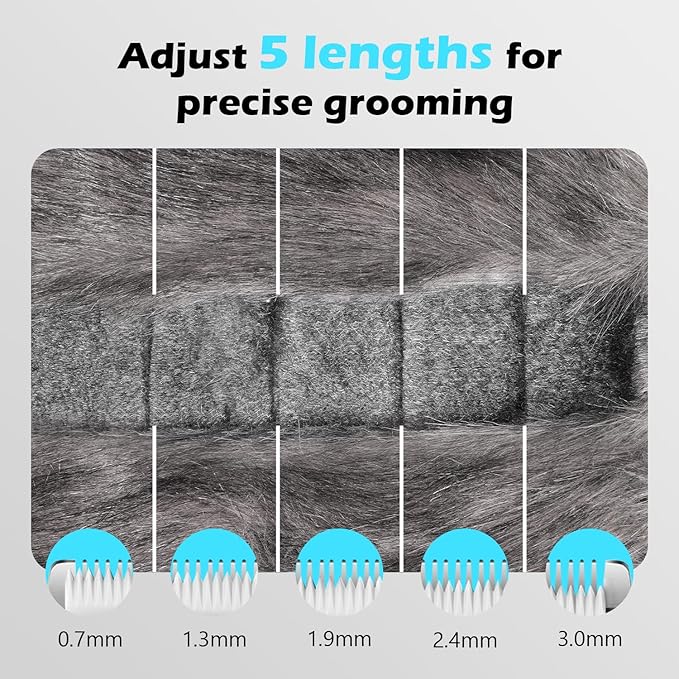 Cat Clippers for Grooming with 5-in-1 Blade, Cat Grooming Kit Cordless Rechargeable Hair Trimmer Detachable Stainless Steel Blade Pet Shaver for Small Kitty Paw Face Head Body