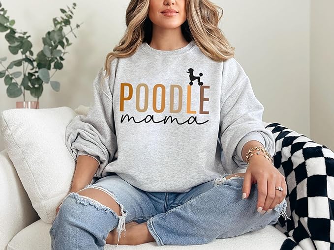 LOVELYPOD Custom Dog Mama Sweatshirt with Dogs Name on Sleeve, Fur Mom Sweater, Dogs Lover
