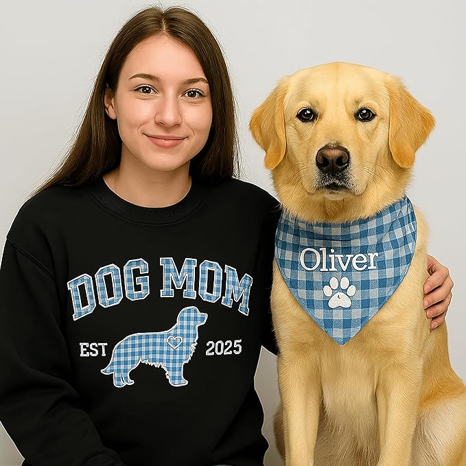 NAZENTI Personalized Dog Mom Sweatshirt, Cat Lovers Gift, Matching Dog and Owner Sweater, Gift Christmas Memorial Birthday