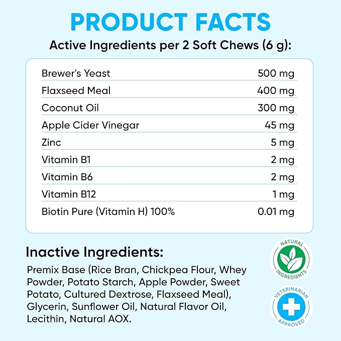 Chewable Flea and Tick Prevention for Dogs - 120 Soft Chews Made in USA - Oral Flea and Tick Control Pills for Small, Medium, Large Dogs and Puppies - Skin and Coat Supplement Treats for All Breeds