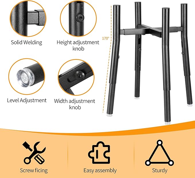 Dog Bowl Stand,Adjustable Tall Dog Food and Water Bowl Stand 8-12" Width 4 Heights,Durable Metal Elevated Dogs Bowl Holder for Medium and Large Dogs (Adjustable Wide 8-12" Heights 16")