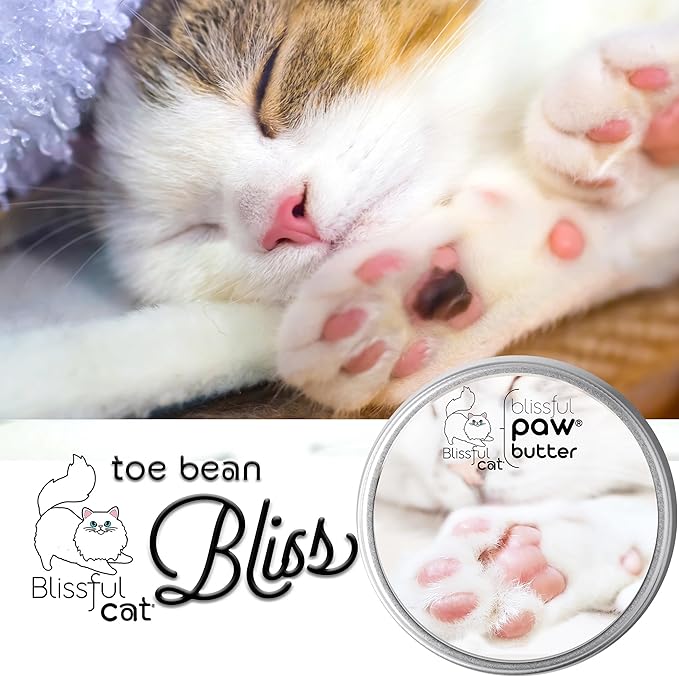 The Blissful Cat Paw Butter, Moisturizer for Dry Paw Pads, Softens and Protects Rough Feet, Versatile, Lick-Safe Balm, 2 oz.