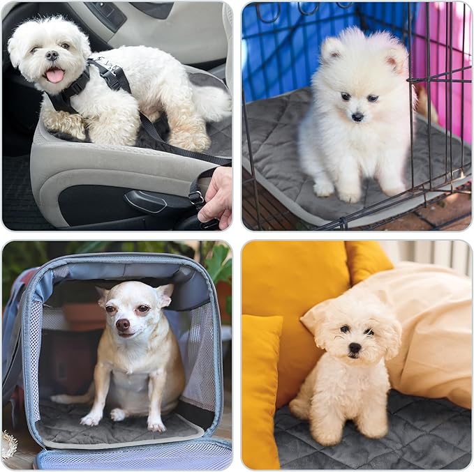 4 Pack Self Heating Cat Pad Self Warming Dog Mat Reflects Body Heat Extra Warm Thermal Pet Pad Washable Dog Cat Bed Crate Bed Mat Blanket(Gray,16 x 20 Inch)