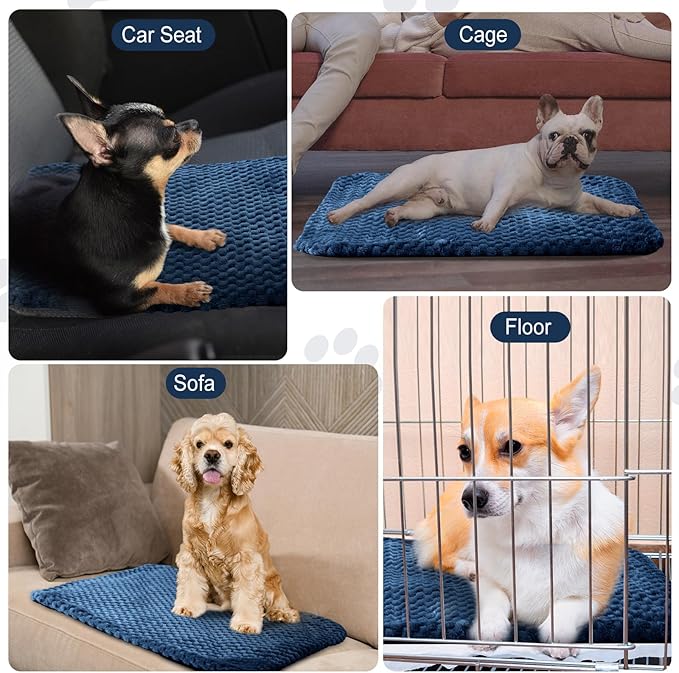 4 Pcs Self Heating Cat Pad Self Warming Cat Bed Dog Heating Pad Washable Thermal Pet Mat for Indoor Outdoor Pet 16 x 20 Inch Removable Non Slip(Navy Blue)
