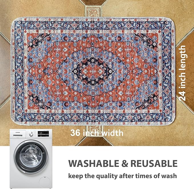 nunubaby Washable Pee Pads for Dogs, Stylish, Non-Slip and Leak-Proof Pee Pads. Reusable Potty Pads for Dogs for Crates and Floors.(Red/Multi, 24" x36")