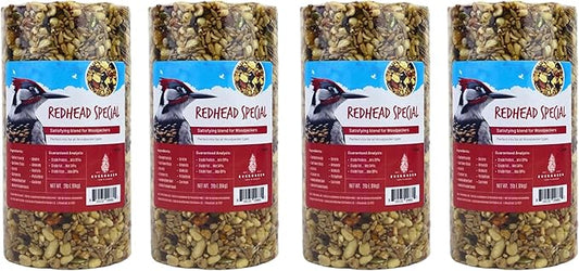 Birdseed Cylinders with Hole - Bird Seed for Outside Wild Birds (Small Cylinder, Redhead Special 4pc)