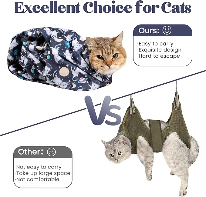 21.7'' Cat Wrap for Cutting Nails, Cat Restraint for Nail Clipping, Cat Swaddle Wrap for Adult Cats, Cat Burrito Wrap Can Be Applied to Cat Nail Trimming, Large, Within 6lbs