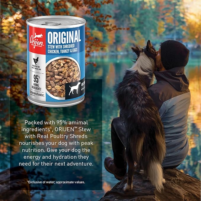 ORIJEN Real Meat Shreds Wet Dog Food Original Stew Recipe 12.8oz Cans (12 Count)