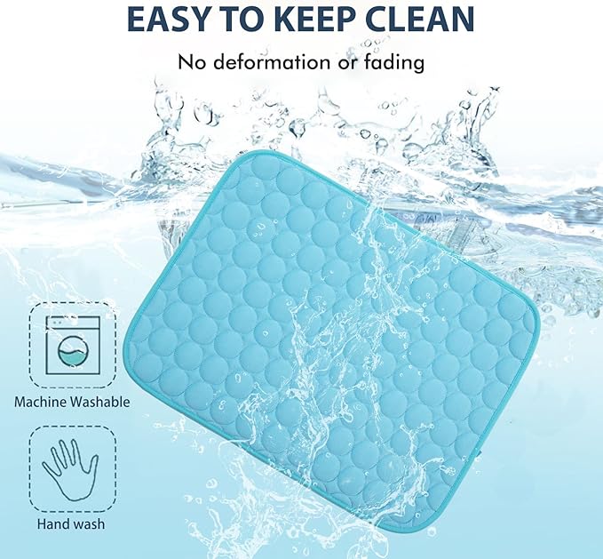 MICROCOSMOS Summer Cooling Mat & Sleeping Pad- Water Absorption Top, Materials Safe, Easy Carry, EZ Clean. Keep Cooling for Pets, Kids and Adults.(Blue, 28" x 22")
