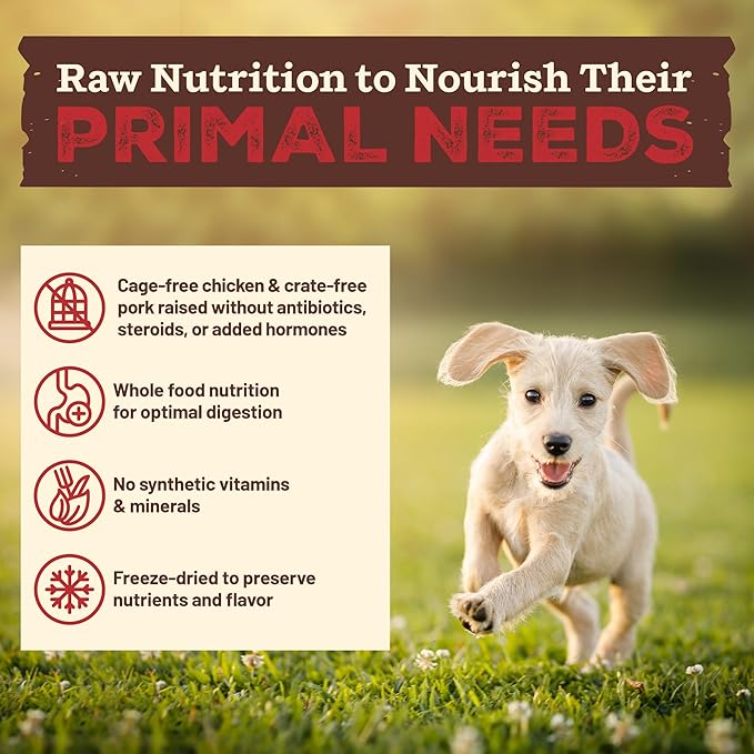 Primal Kibble in The Raw, Freeze Dried Dog Food, Puppy Recipe, Scoop & Serve, Made with Raw Protein, Whole Ingredient Nutrition, Crafted in The USA, Dry Dog Food 5.4 lb Bag