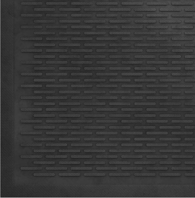Indoor/Outdoor Hose-Wash Lines Design Non-Slip Rubber 18" x 30" Modern Entryway Mat for Entryway, Patio, Backyard, Garage, 18" x 30", Black Lines