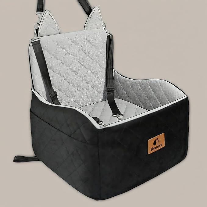 Dog Car Seat up to 35lbs – 6'' Elevated Dog Booster Seat & Travel Bed, Machine Washable, No Installation, 2 Safety Leashes, Storage Pockets, Fits Front & Back Seats