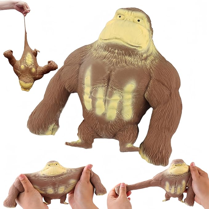 Stretchy Glue-Sand Filled Rubber Gorilla, Latex Gorilla Soft Decompression Doll Toy,Squishy Monkey Toy, Animal High-Elastic Stretchable, Decompression Toy for Adults and Children (Gorilla--L)
