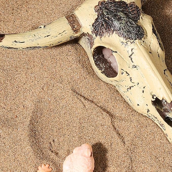 Resin Bull Skull Hideout for Terrarium Small Reptile Hide and Cave for Bearded Dragon Snake Tarantula Decorative Cattle Skeleton Decor for Tank Fish Aquarium