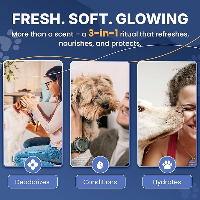 Dog Perfume - Luxury Designer Scent for Dogs - 3-in-1 Deodorizing, Conditioning & Grooming Mist - 95% Natural - Alcohol-Free - Made in USA – Long Lasting Dog Cologne Spray