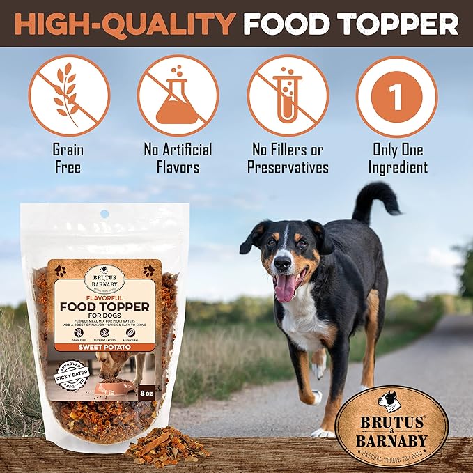 BRUTUS & BARNABY Dog Food Toppers for Picky Eaters - Natural, Sweet Potato Kibble Toppers, Packed with Nutrient Dogs Love