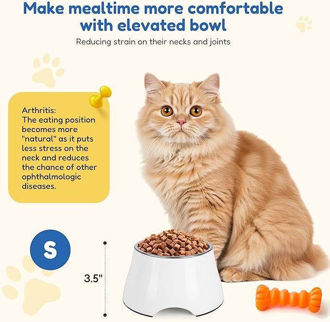 Raised Dog Bowls, Elevated Dog Bowls for Wearing Cone,Cocker Spaniel Long Ears,Neck Stress-Free,Non-Slip Stianless Steel Bowl for Small Size Dogs