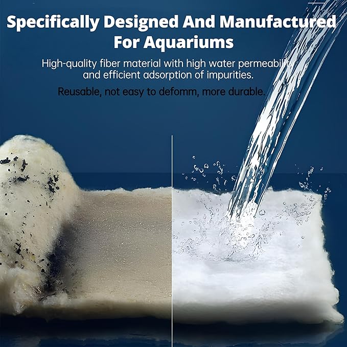 UBeesize Aquarium Filter Media Floss, 6 ft Cut to Fit Pond Filters for Outdoor Ponds and Fish Tank, High Efficiency Aquarium Filter Material, No Dye and Reusable Filter Floss