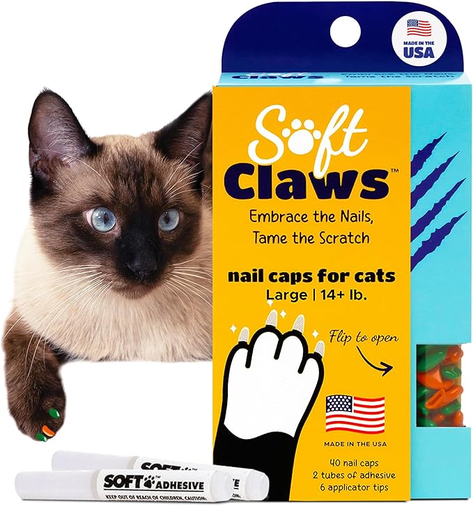 Soft Claws Cat Large Green and Orange