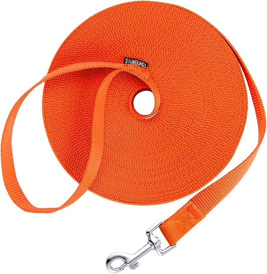 Siumouhoi Dog/Puppy Obedience Recall Training Agility Lead - 15ft 20ft 30ft 40ft 50ft Training Leash - Great for Play, Camping, or Backyard - Orange 30ft (30Feet, Orange)