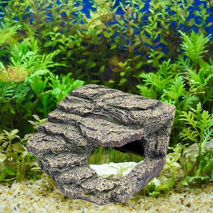 Resin Reptile Hideout Cave,Natural Habitat Decor for Bearded Dragon, Leopard Gecko, Lizards & Turtles,Terrarium Tank Accessories