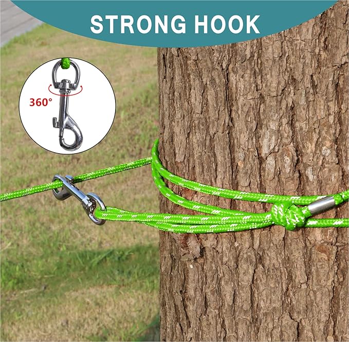 Reflective Cat Leash -30FT Cat Cable Out Escape Proof Walking Leads Yard Long Durable Safe Leash Traning Play Outdoor for Puppies/Kittens/Small Animals(Green)
