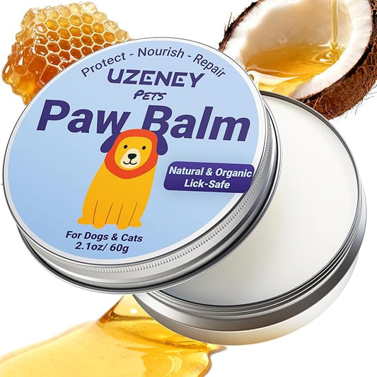 Lick-Safe Dog Paw Balm & Nose Balm, 2.1 oz | Natural Dog Balm with Coconut Oil for Dry Nose, Cracked Paws | Cat Paw Wax and Moisturizer, Nose Butter, Snout Soother | Winter Protection