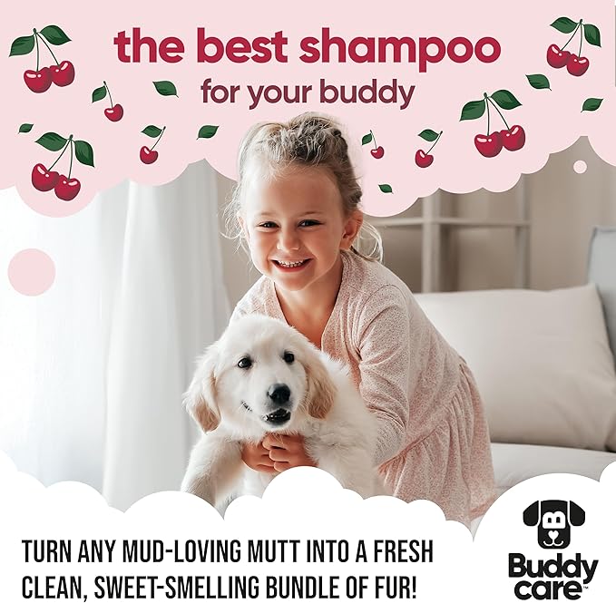 Black Cherry Dog Shampoo by Buddycare | Deep Cleansing Shampoo for Dogs | Black Cherry Scented | with Aloe Vera and Pro Vitamin B5 (50.72oz)