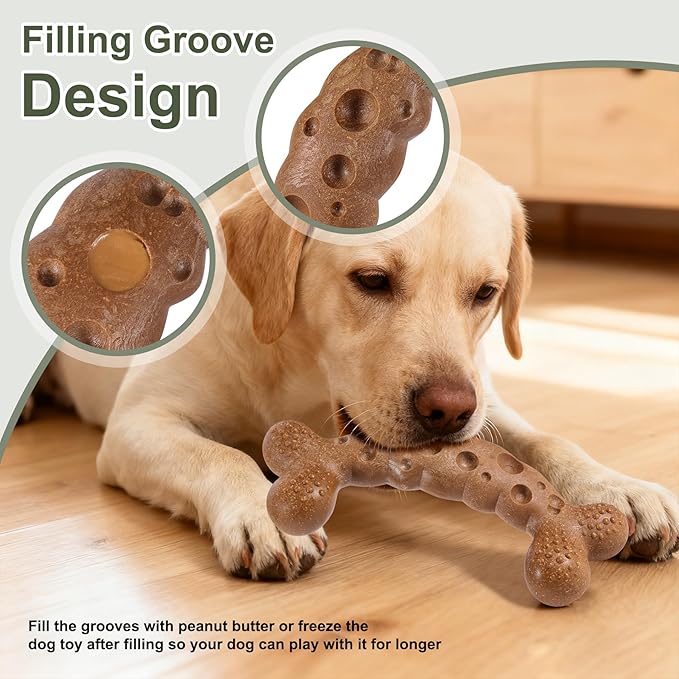 Dog Chew Toy for Aggressive Chewers Milk Flavored Indestructible Dog Bone Toys for Medium Large Breed to Keep Them Busy