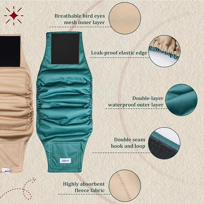 Reusable Dog Diapers Male, Premium Washable Belly Bands for Male Dogs XXL, Pack of 5, High Absorbing Male Dog Wraps for Doggie & Puppy in Incontinence or Excitable Urination and Training(XXL)