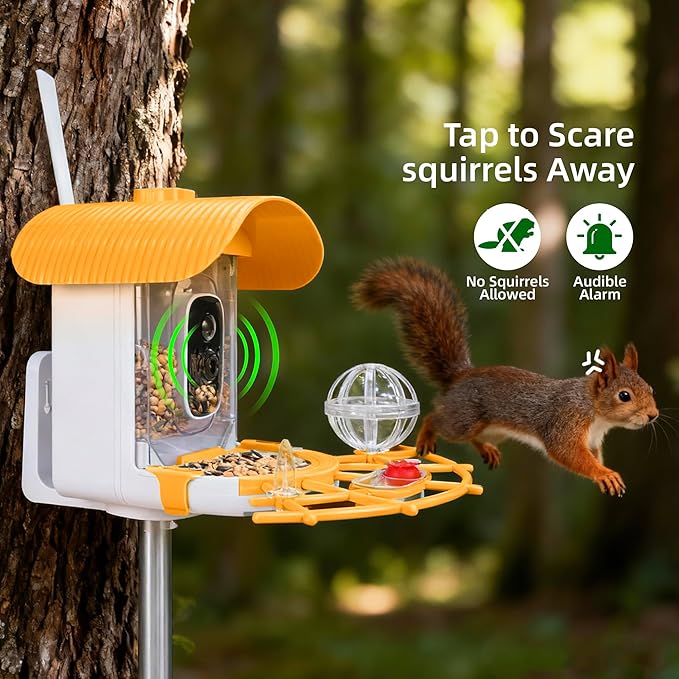 Bird Feeder with Camera, Smart Bird Cam with AI Identify BirdSpecies, Auto Record BirdVideo, Instant Notifications, 2K Video Live Stream Camera with Solar Panel for Birds Lover