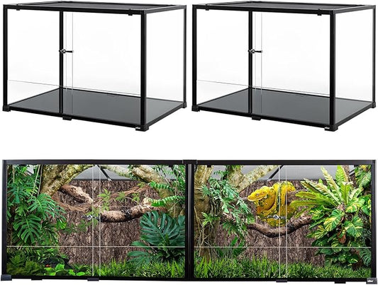 OIIBO Extra Large Reptile Terrarium 72" x 24" x 24" Reptile Tank, Upgrade Splicable Tank Can Be Used as 2 Separate Habitats, Giant Terrarium with Double Front Sliding Doors