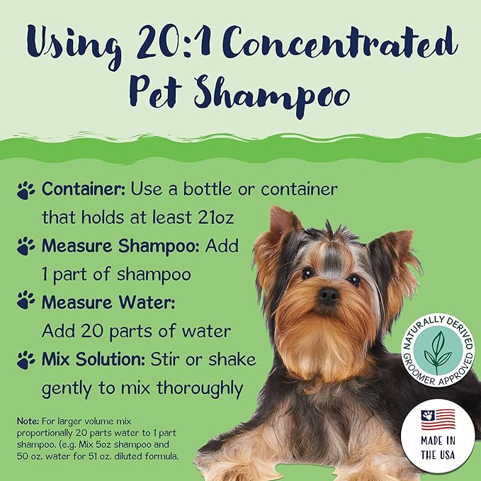 Bobbi Panter Dog Shampoo and Conditioner - Made in USA - All Natural 2-in-1 Formula for Nourish, Detangle & Reduce Shedding - Concentrated 10:1 for Professional Groomers - Pear Scent, 13 Oz