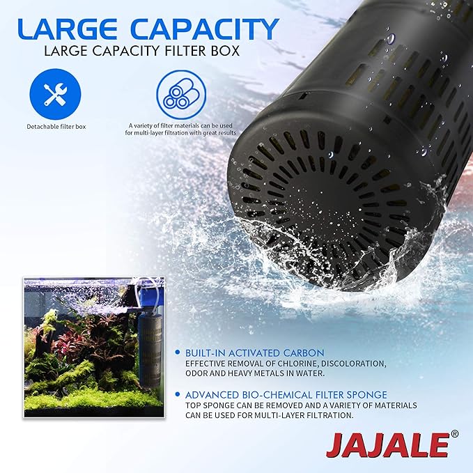 Water Pump 210 GPH 3-in-1 Submersible Internal Filter Aquarium Powerhead Water Pump Ultra Quiet for Aquarium,Fish Tank-5 Pack