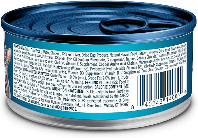 Blue Buffalo Tastefuls Flaked Wet Cat Food, Made with Natural Ingredients, Tuna, 3-oz Cans (24 Count)
