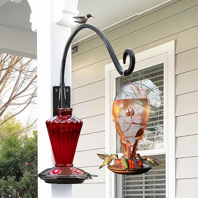 Qiang Ni Heavy-Duty Plant Hanger Outdoor: Hanging Plant Hook for Outside Basket - 16-Inch Wall Mount Plant Bracket for Bird Feeder