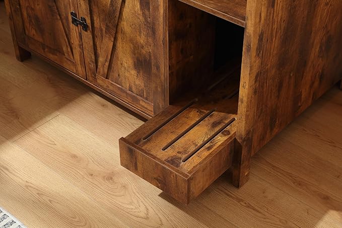 Cat Litter Robot Enclosure,for Placing Litter Robot 3/4,Power Outlet and Dog-Proof Shelf for Litter Robot Cabinet,Litter Collector for Automatic Litter Box Enclosure,Rustic Brown