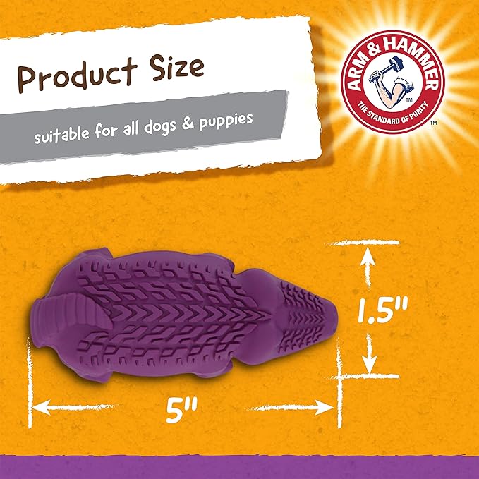 Arm & Hammer for Pets Super Treadz Mini Gator Dental Chew Toy for Dogs Best Dental Dog Chew Toy Dog Dental Chew Toys Reduce Plaque & Tartar Buildup Without Brushing (Pack of 24)