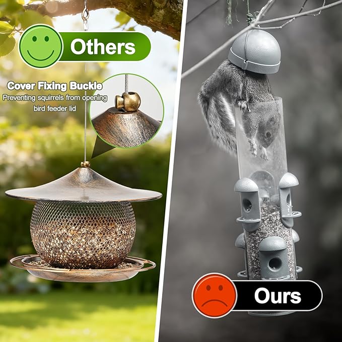 LBTING Bird Feeder for Outside, Squirrel Proof Wild Bird Feeder, Metal Bird Feeders for Hanging Outdoors Garden Yard, Round Lantern-Shaped