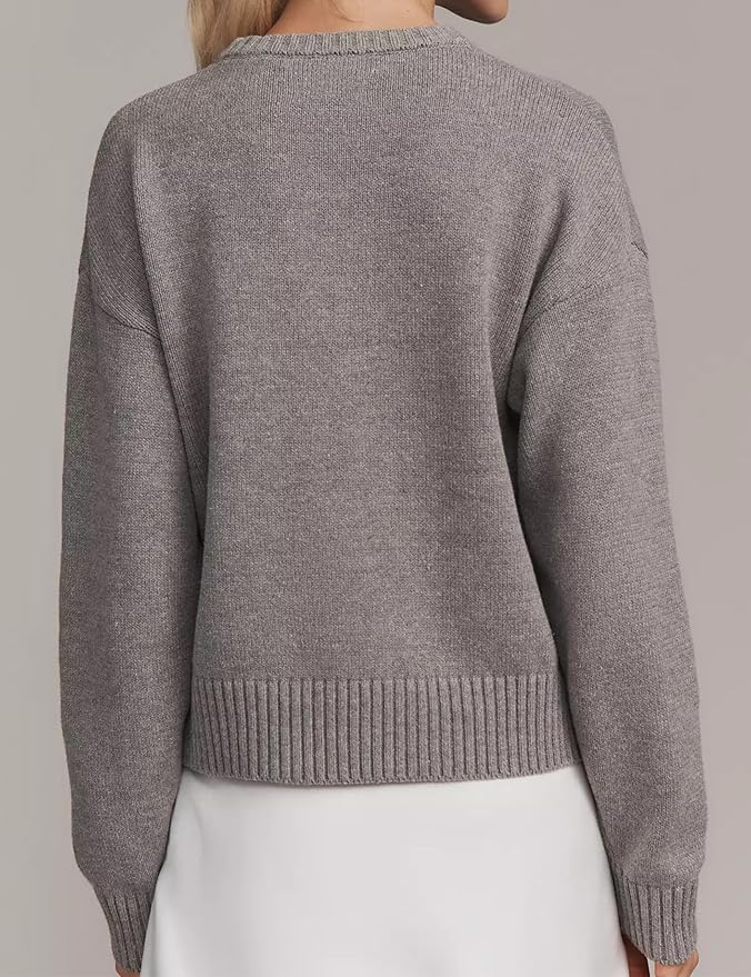 Dog Print Sweater for Women Cute Graphic Knit Pullover Tops Long Sleeve Crew Neck Trendy Fall Outfits 2025