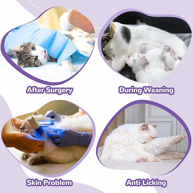 PUMYPOREITY Cat Recovery Suit for Hind Legs, Cat Surgical Spay Suit with Leg Sleeves to Stop Licking, Long Rear Sleeve Wound Cover Abdomen Kitten Onesie, Purple, L